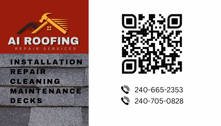 Red and Black Simple Roof Repair Business Card 768x439